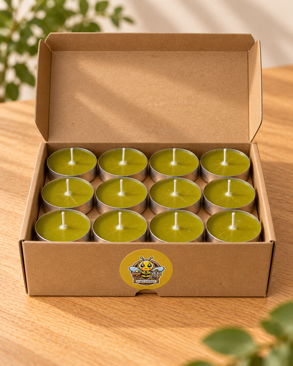 Balmumu Tealight Mum — Kraft Kutuda 12 Adet