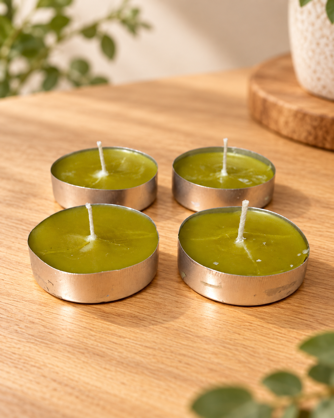 Balmumu Tealight Mum — Kraft Kutuda 12 Adet
